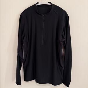 men’s black LULULEMON mesh-paneled running long-sleeve quarter-zip [M]